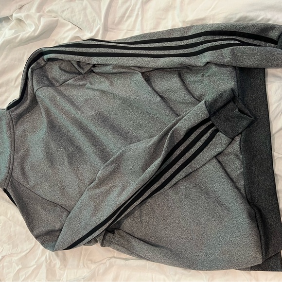 Adidas Medium Track Jacket Grey with Black Stripes - Picture 2 of 5